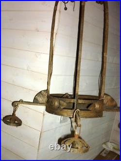 MONTURE DE LUSTRE ART DECO pour TULIPE PATE DE VERRE MULLER LAMPE 1920 Fer forgé