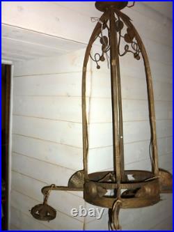 MONTURE DE LUSTRE ART DECO pour TULIPE PATE DE VERRE MULLER LAMPE 1920 Fer forgé