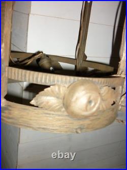 MONTURE DE LUSTRE ART DECO pour TULIPE PATE DE VERRE MULLER LAMPE 1920 Fer forgé