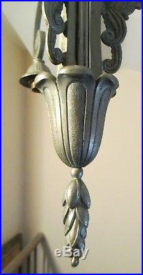 MONTURE Lustre GILLES Lampe Art Déco bronze nickelé 1925 pour tulipes Era Muller