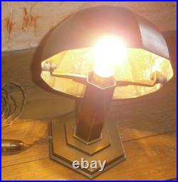 MORAND PARIS Rare lampe champignon à gradins en laiton Art Déco / Moderniste