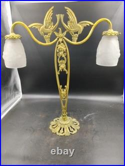 MULLER FRERES? ART DECO Lampe double BRONZE 1925/30