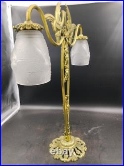 MULLER FRERES? ART DECO Lampe double BRONZE 1925/30