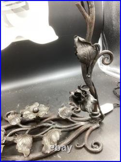 MULLER FRERES Lampe ART DÉCO Fer forgé et TULIPES 1920