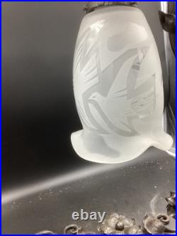 MULLER FRERES Lampe ART DÉCO Fer forgé et TULIPES 1920