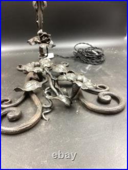 MULLER FRERES Lampe ART DÉCO Fer forgé et TULIPES 1920