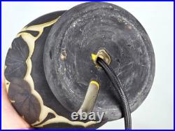 MULLER Frères Lunéville Rare Lampe Houblons Vase Pâte de Verre Gravé ART DECO