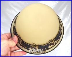 MULLER Frères Lunéville Rare Lampe Houblons Vase Pâte de Verre Gravé ART DECO