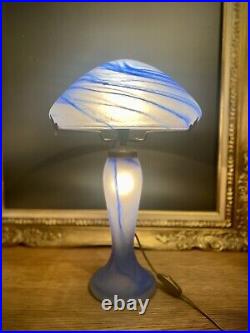 Magnifique Lampe Champignon en Pâte de Verre, Style Art Nouveau