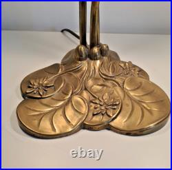 Magnifique Lampe Socle Nénuphars à Deux Branches Style Art Déco Années 70