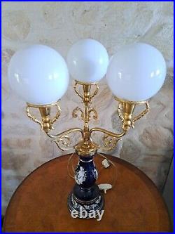 Magnifique Lampe Vintage Porcelaine 3 Bras De Lumière RARE
