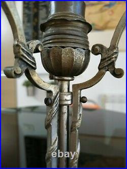 Magnifique Pied de lampe Epoque Art Nouveau/Art Déco Bronze Argenté