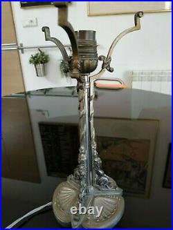 Magnifique Pied de lampe Epoque Art Nouveau/Art Déco Bronze Argenté