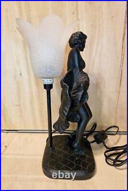 Magnifique lampe tulipe Statue Marilyn Monroe Art déco Noir