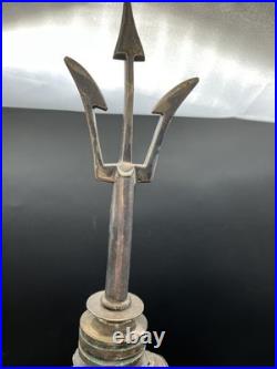 Magnifique pied de lampe sculptural vintage Dauphin en métal argenté Art Deco