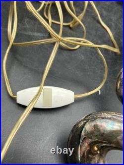 Magnifique pied de lampe sculptural vintage Dauphin en métal argenté Art Deco