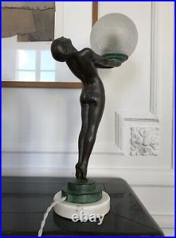 Max Le Verrier Lampe ART DECO Illuminating Art Deco Sculpture Lamp