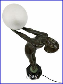 Max le Verrier Grand Éclairant Art Déco Sculpture Lampe