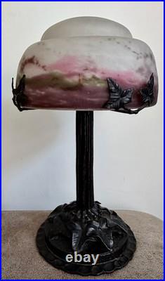 Muller Frères Lunéville Lampe Pte De Verre Fer Forgé Art Nouveau/déco