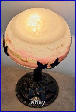 Muller Frères Lunéville Lampe Pte De Verre Fer Forgé Art Nouveau/déco