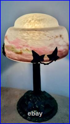 Muller Frères Lunéville Lampe Pte De Verre Fer Forgé Art Nouveau/déco