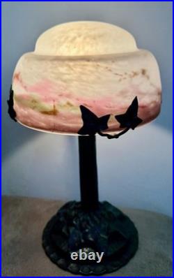 Muller Frères Lunéville Lampe Pte De Verre Fer Forgé Art Nouveau/déco