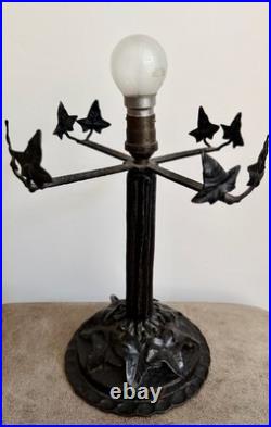 Muller Frères Lunéville Lampe Pte De Verre Fer Forgé Art Nouveau/déco