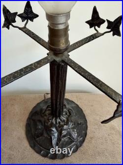 Muller Frères Lunéville Lampe Pte De Verre Fer Forgé Art Nouveau/déco
