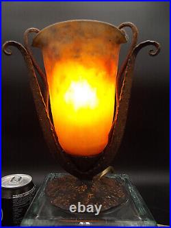 Muller Fres Luneville Rare Petite Veilleuse Ou Lampe De Table En Fer Forge