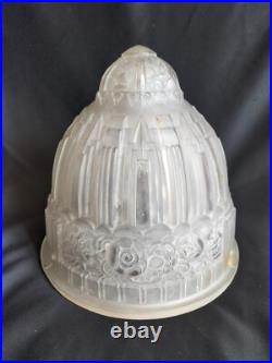 Muller / Globe/obus/suspension en verre moulé pressé pour lampe / Art Déco