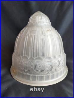 Muller / Globe/obus/suspension en verre moulé pressé pour lampe / Art Déco