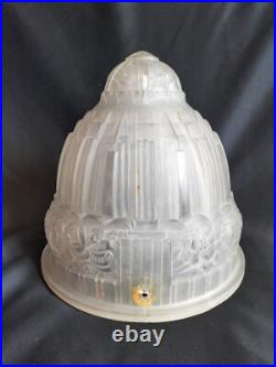 Muller / Globe/obus/suspension en verre moulé pressé pour lampe / Art Déco