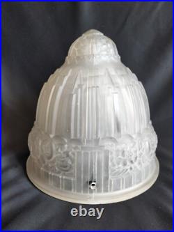 Muller / Globe/obus/suspension en verre moulé pressé pour lampe / Art Déco