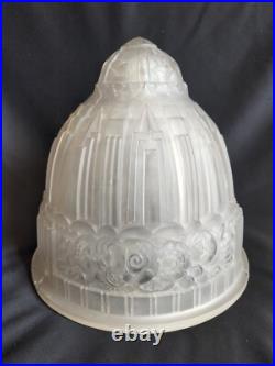 Muller / Globe/obus/suspension en verre moulé pressé pour lampe / Art Déco