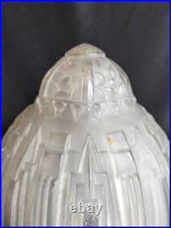 Muller / Globe/obus/suspension en verre moulé pressé pour lampe / Art Déco