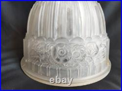 Muller / Globe/obus/suspension en verre moulé pressé pour lampe / Art Déco