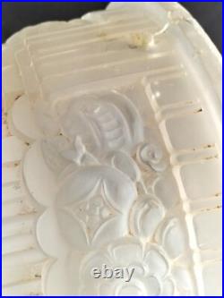 Muller / Globe/obus/suspension en verre moulé pressé pour lampe / Art Déco