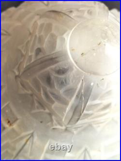 Muller / Globe/obus/suspension en verre moulé pressé pour lampe / Art Déco