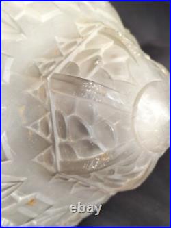 Muller / Globe/obus/suspension en verre moulé pressé pour lampe / Art Déco