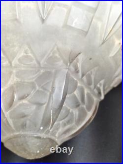 Muller / Globe/obus/suspension en verre moulé pressé pour lampe / Art Déco