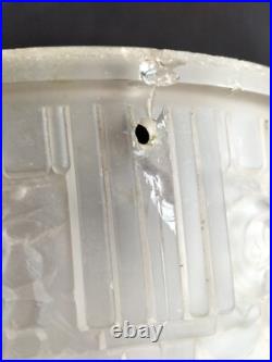 Muller / Globe/obus/suspension en verre moulé pressé pour lampe / Art Déco