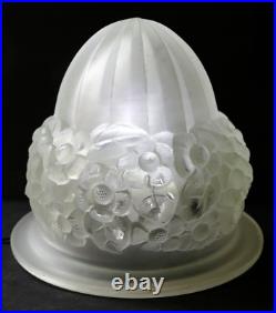 Obus globe Dôme verre pressé moulé Art Deco pour lampe Era Degue Muller