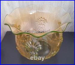 Ouraline Paire de Lampe pétrole cuivre Art Déco Oil Lamp Uranium Glass Vaseline