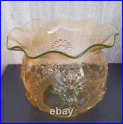 Ouraline Paire de Lampe pétrole cuivre Art Déco Oil Lamp Uranium Glass Vaseline