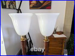 PAIRE DE 2 LAMPES de bureau STYLE MAZDA UNILUX art déco vintage 1930 acajou ou a