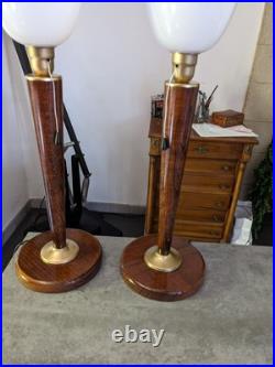 PAIRE DE 2 LAMPES de bureau STYLE MAZDA UNILUX art déco vintage 1930 acajou ou a