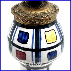 PIED DE LAMPE Céramique JULES VERLINGUE Boulogne Desvres, Art Deco 1930 delcourt