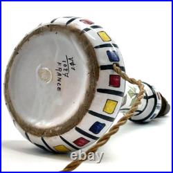 PIED DE LAMPE Céramique JULES VERLINGUE Boulogne Desvres, Art Deco 1930 delcourt