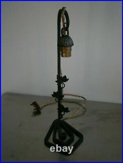 PIED DE LAMPE NOIR ART DECO FER FORGE St BRANDT LUMINAIRE 1930 ANCIEN