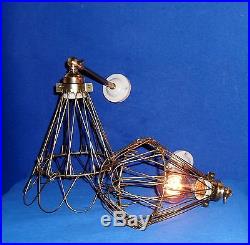 Paire D'appliques Pendulaires Articulées Lampe Cage Gardes Côtes Vintage